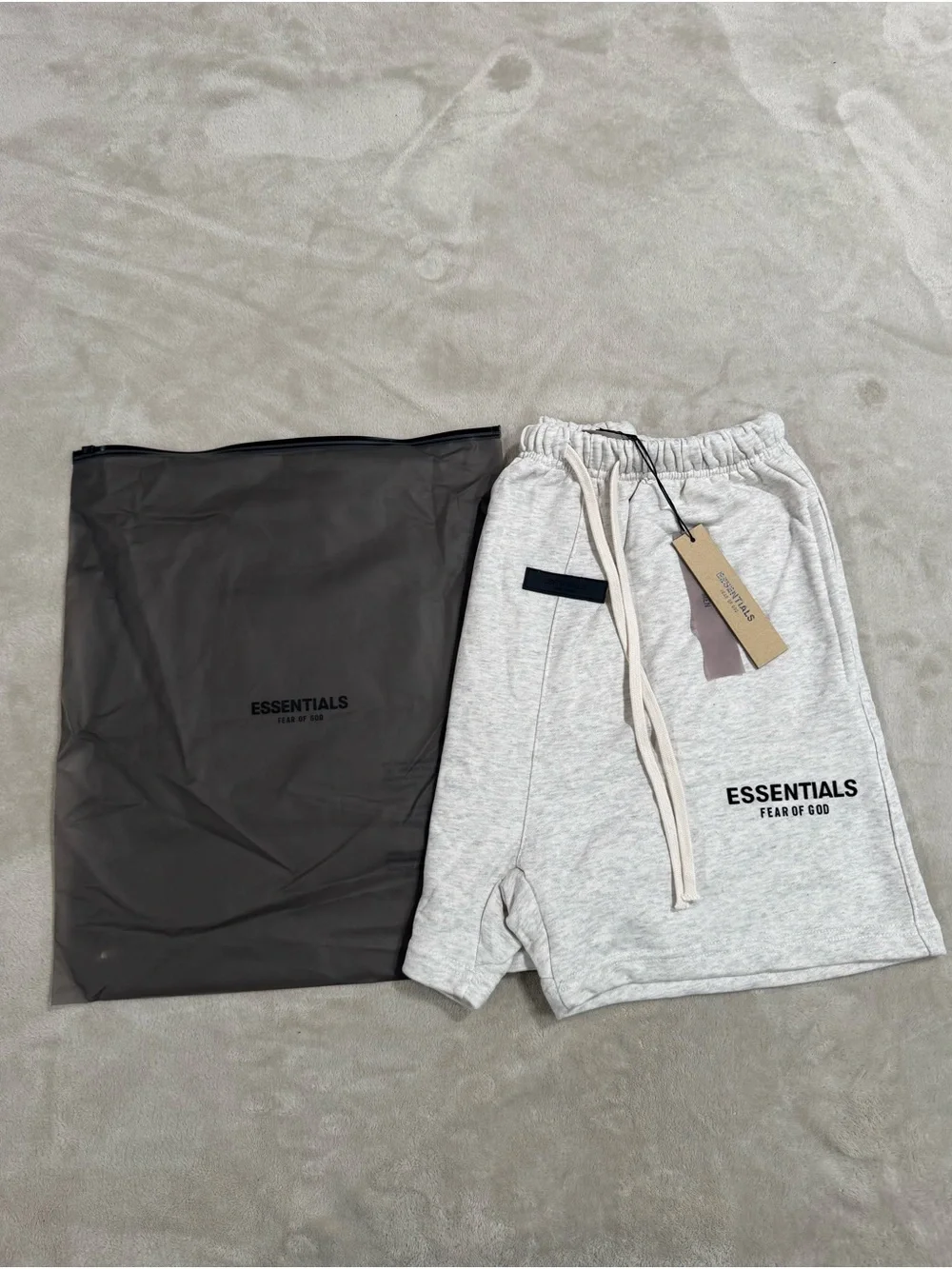 Essentials Light Gray Logo Athletic Shorts